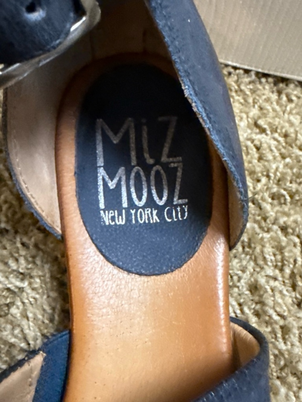 Miz Mooz Navy Leather Ankle-Strap Heels - Picture 3 of 4